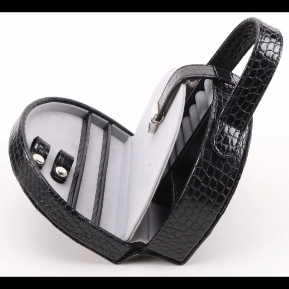 NWT Alten Black Croc Embossed Vinyl Travel Jewelry Case Boxes Set of 3 - Picture 9 of 14